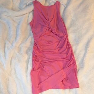 SHEIN Hot Pink Sleeveless Twist Ruched Mini Dress